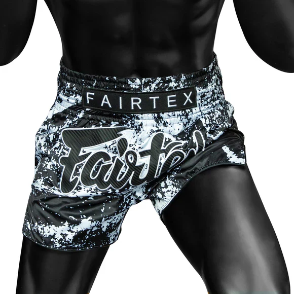 BS1949 Grunge Black Fairtex Slim Cut Muay Thai Boxing Shorts - Image 4