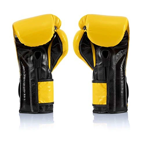 Fairtex BGV9 Mexican Style Yellow Black Piping Muay Thai Boxing Glove - Heavy Hitter (10 oz)- Sale - Image 2