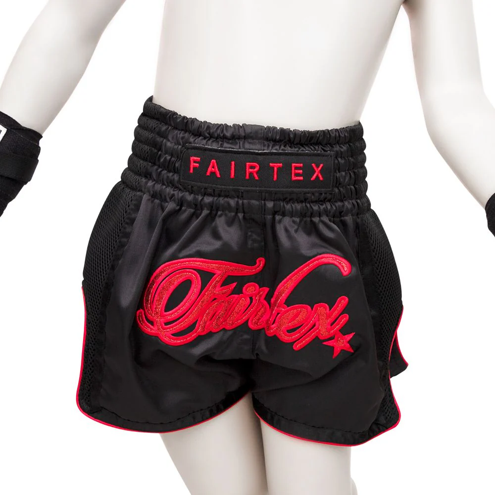 Fairtex Kids Muay Thai Boxing Shorts - BSK2104 "Midnight Red" - Image 4