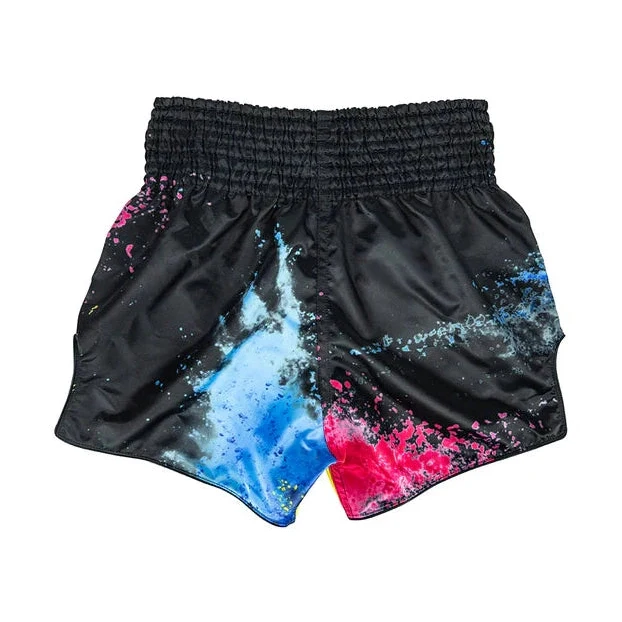 Fairtex BS1938 Black Acid Jazz Slim Cut Muay Thai Boxing Shorts - Image 2
