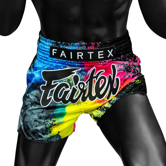Fairtex BS1938 Black Acid Jazz Slim Cut Muay Thai Boxing Shorts - Image 4