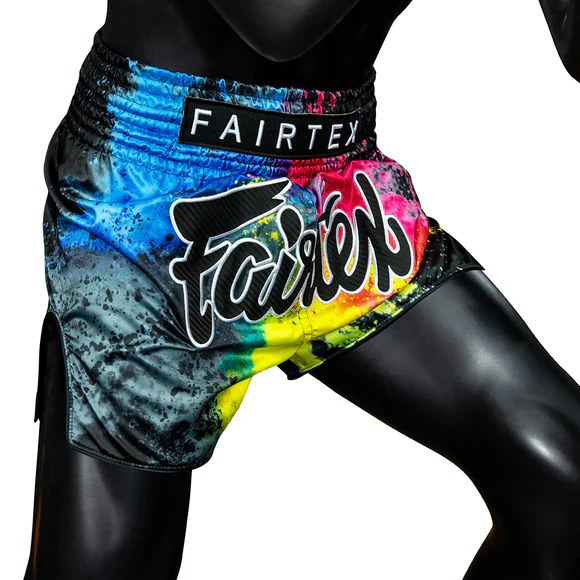 Fairtex BS1938 Black Acid Jazz Slim Cut Muay Thai Boxing Shorts - Image 5