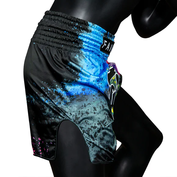 Fairtex BS1938 Black Acid Jazz Slim Cut Muay Thai Boxing Shorts - Image 6